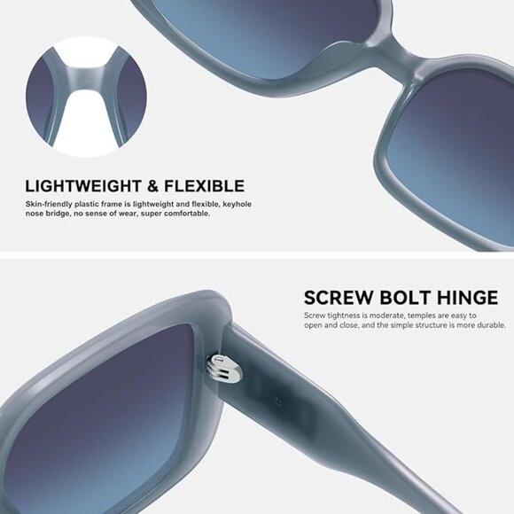 Oversized Square Polarized Sunglasses for Women Retro Luxury Shades - Picture 3 of 6